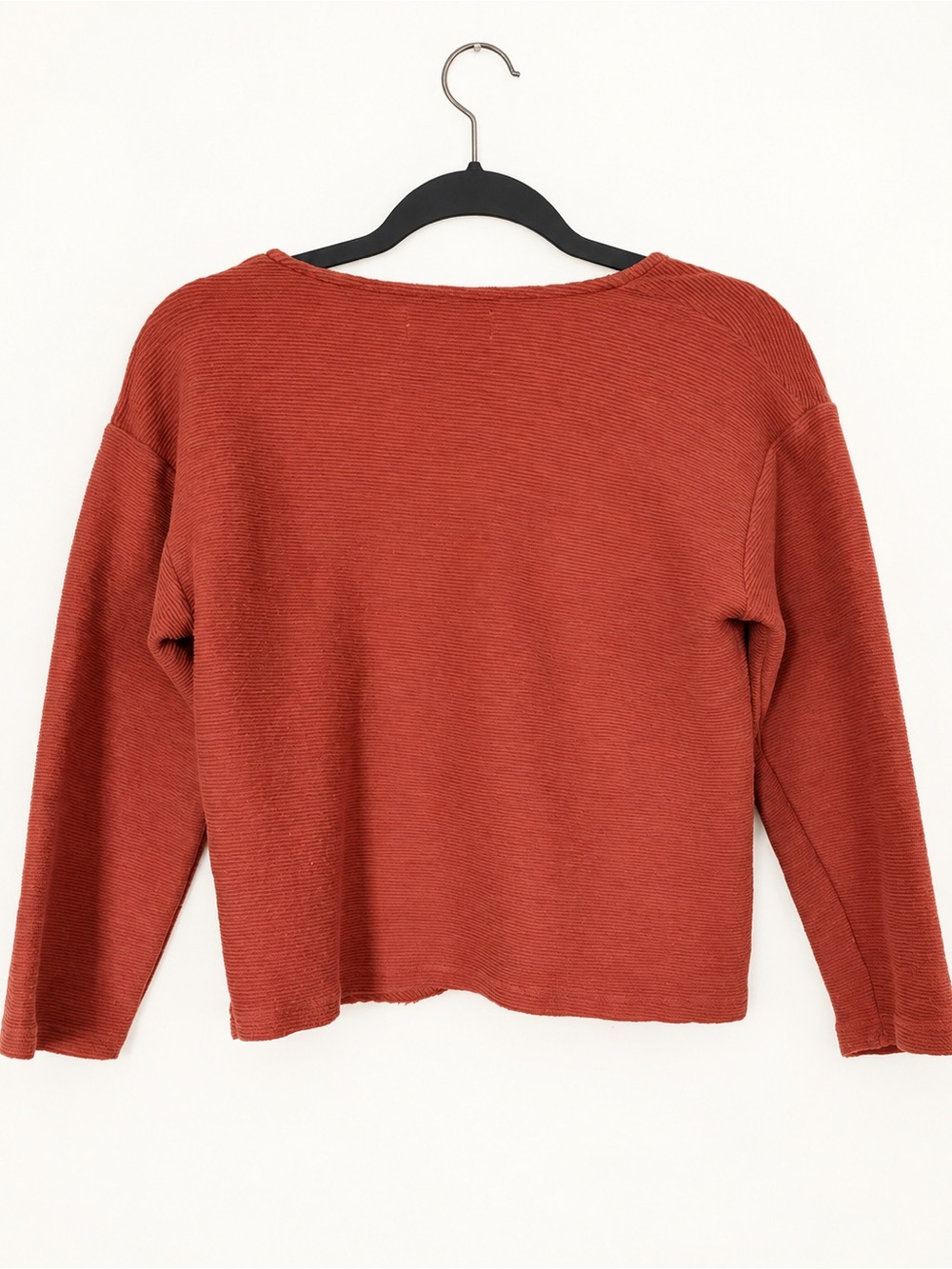 Madewell Texture & Thread Rust Ribbed V-Neck Cropped Top Medium - Picture 3 of 6